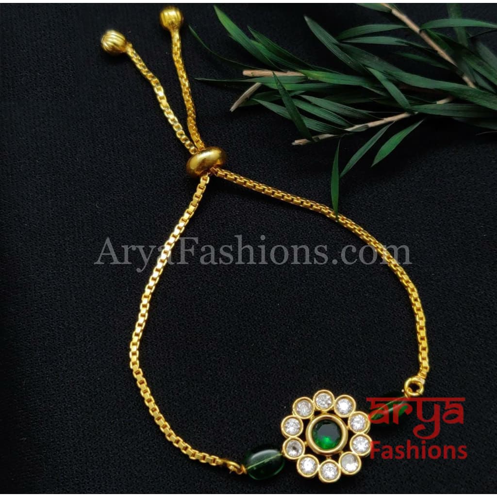 Kundan Pearl Chain Bracelet/ Rajwadi Bracelet