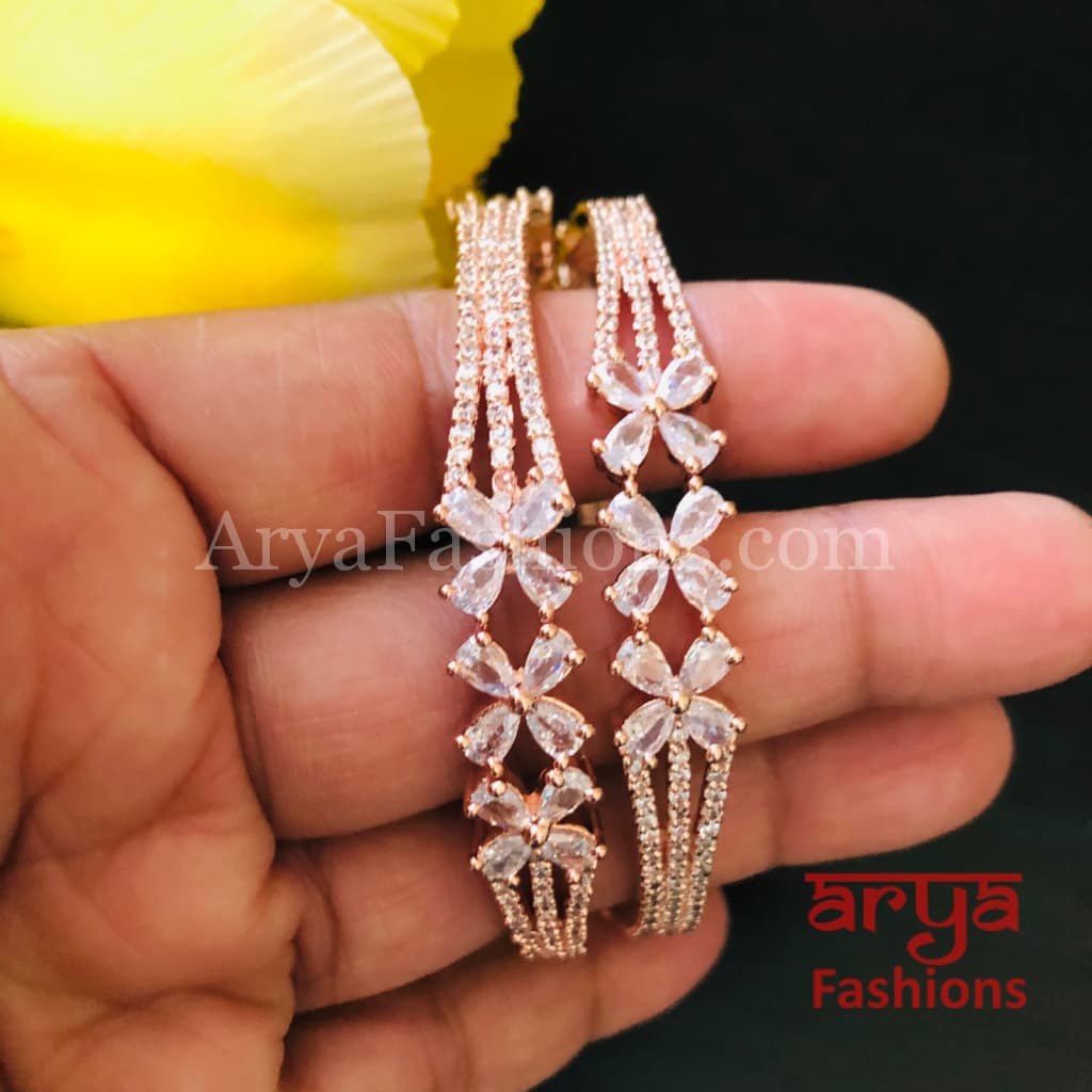 Mahia Rose Gold CZ Designer Bangles