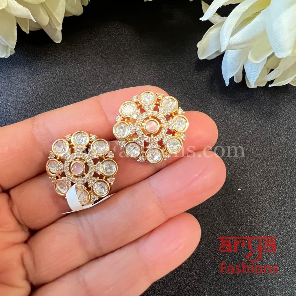 Mint Green Kundan CZ Studs / Everyday Earrings