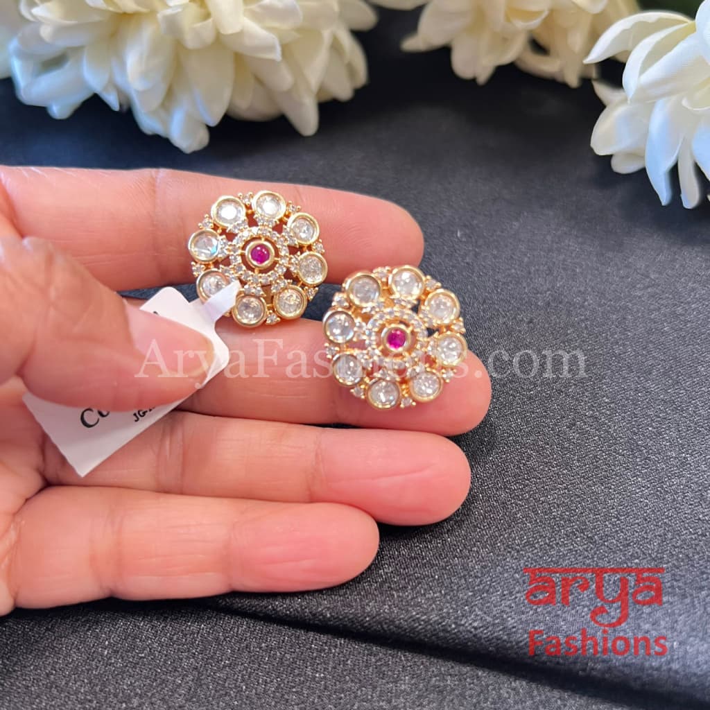 Mint Green Kundan CZ Studs / Everyday Earrings