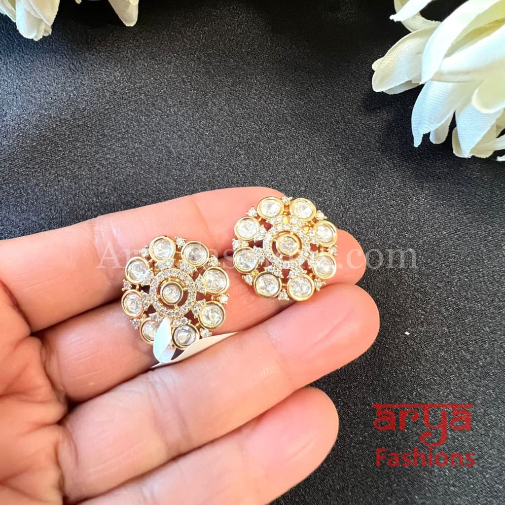 Mint Green Kundan CZ Studs / Everyday Earrings