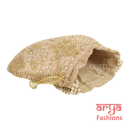 Multicolor Jaipuri Satin Potli Bag/ Designer Embroidered