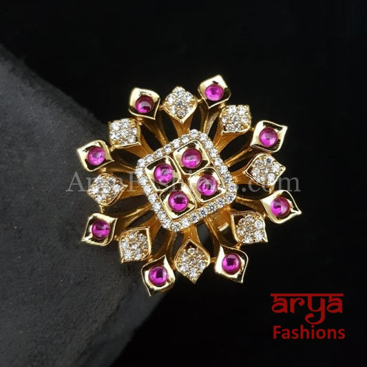 Navya CZ Kundan Jadau Bridal Statement Ring
