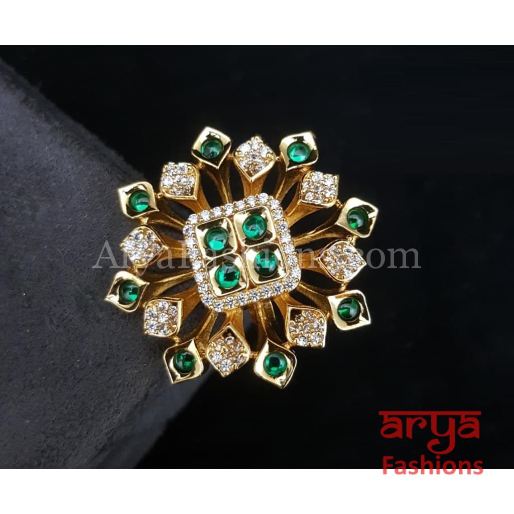 Navya CZ Kundan Jadau Bridal Statement Ring