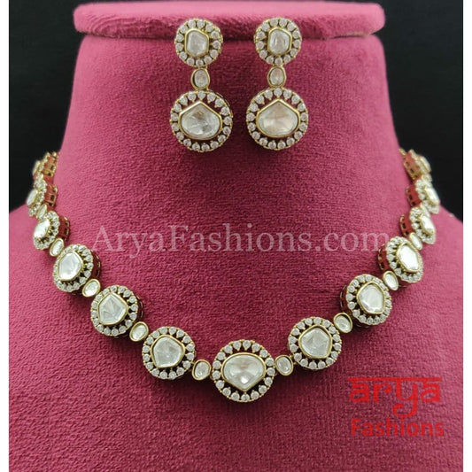 Noori Kundan Polki Necklace with Moissanite CZ Stones