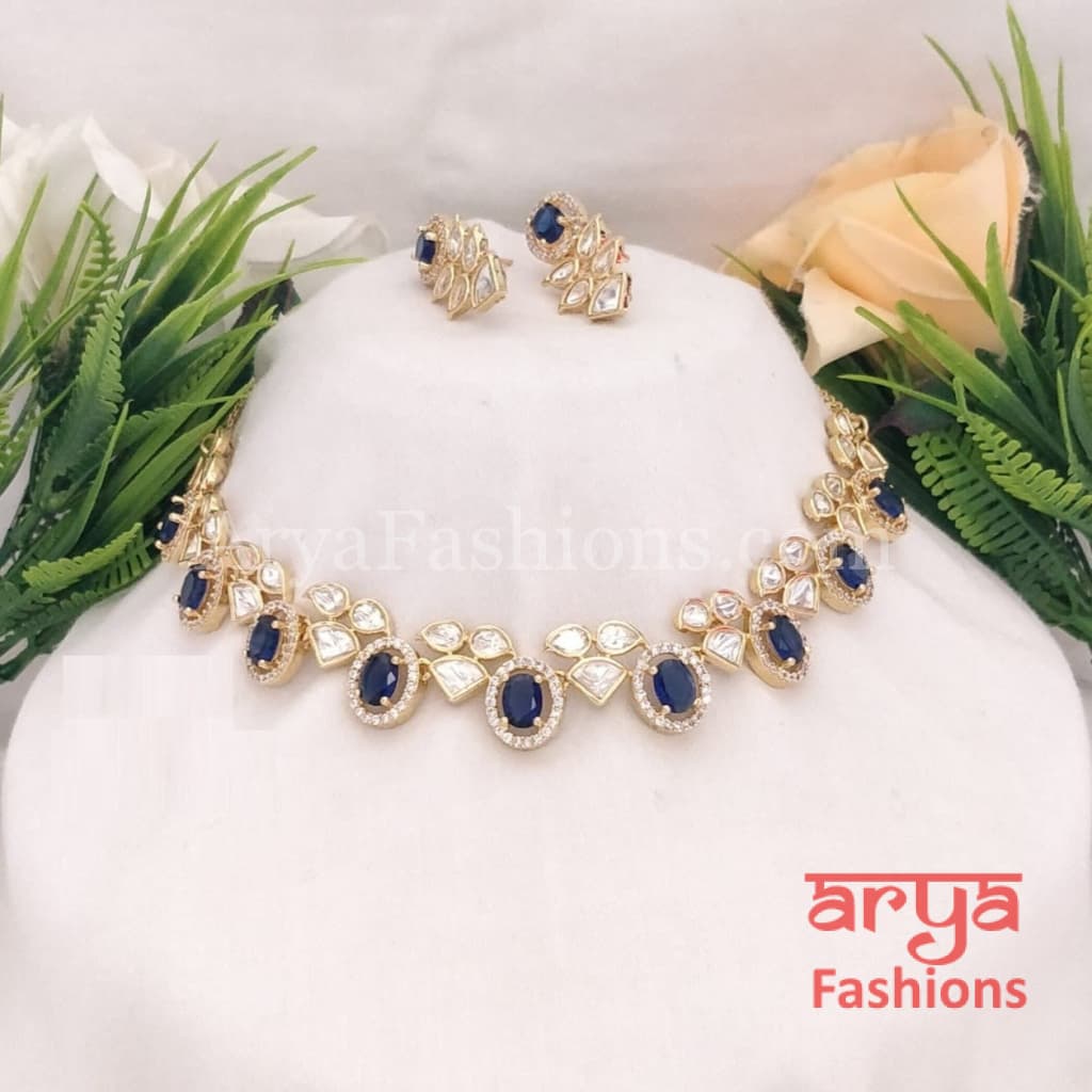 Numi Kundan Necklace with Cubic Zirconia Stones