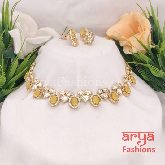 Numi Kundan Necklace with Cubic Zirconia Stones