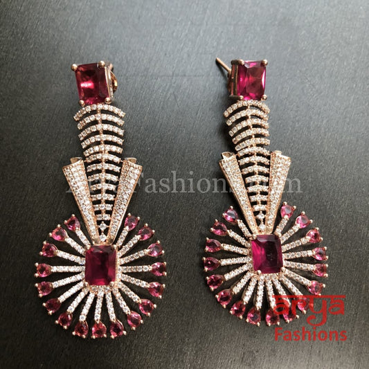 Numi Rose Gold Chandelier theme CZ Party Earrings
