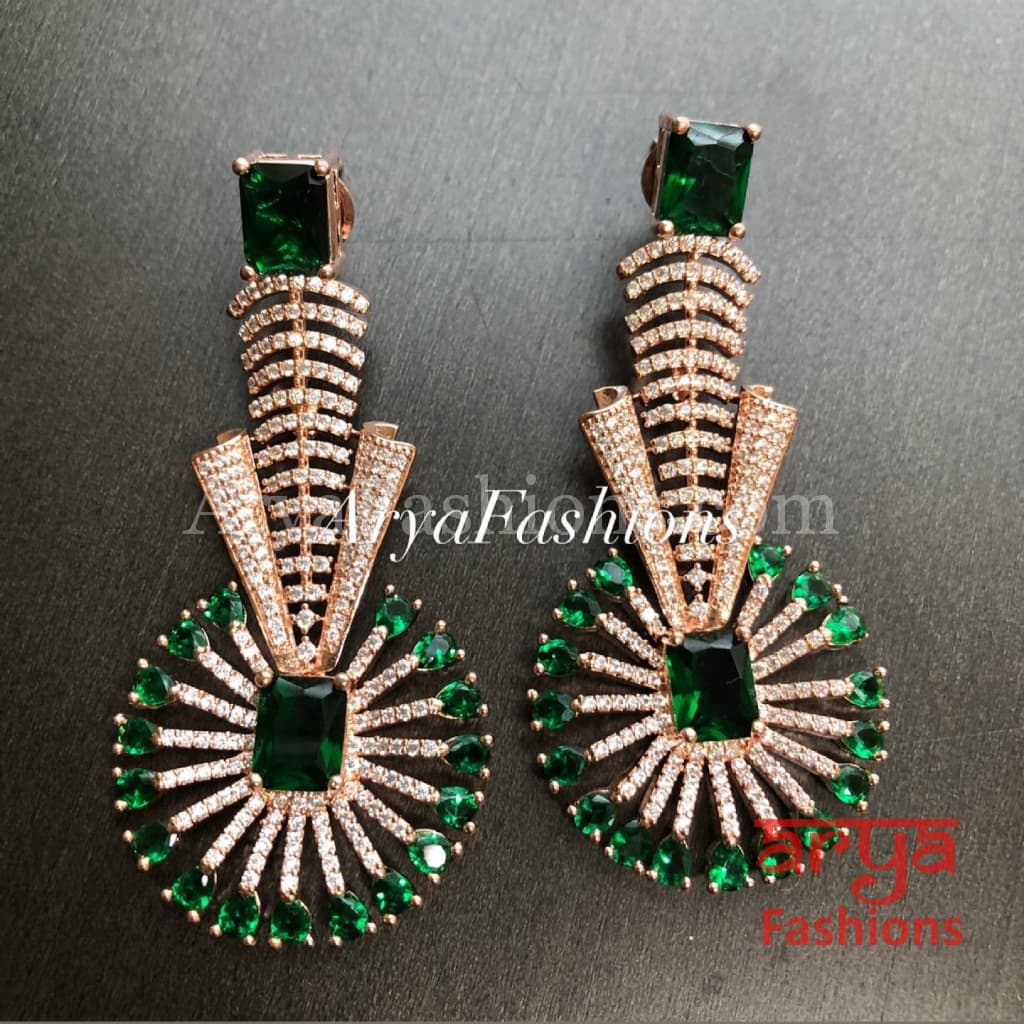 Numi Rose Gold Chandelier theme CZ Party Earrings