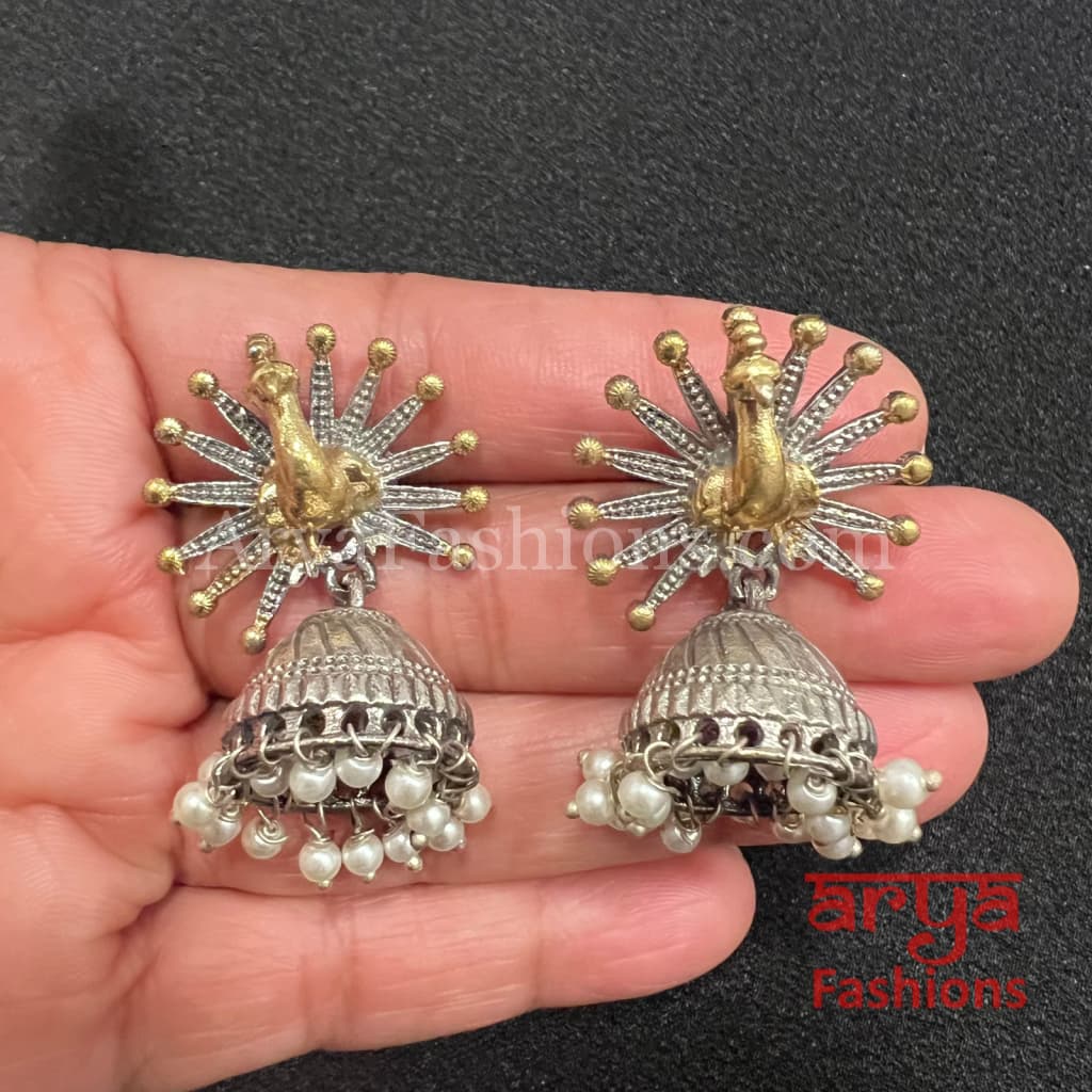 Peacock Dual Tone Jhumka