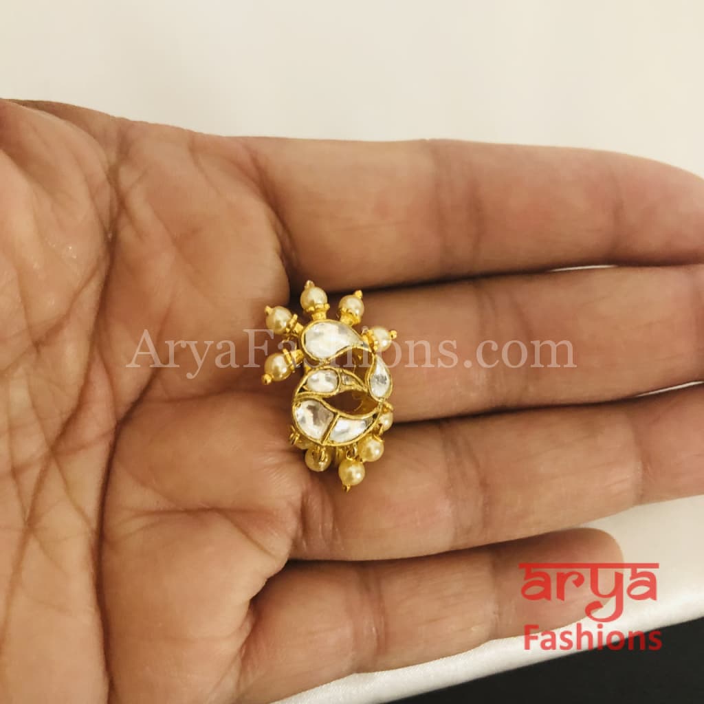 Peacock Nose Clip/ Kundan CZ non piercing nose ring/ Bridal Nosepin