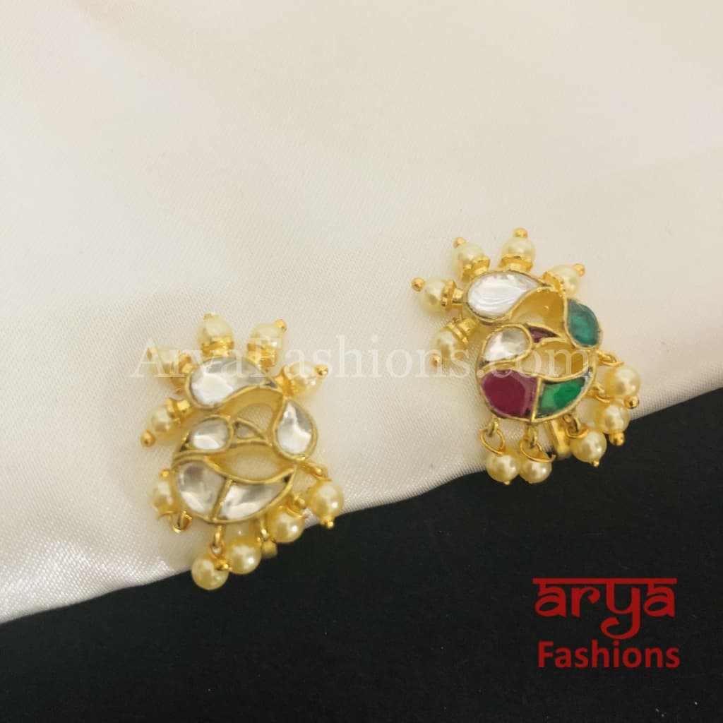Peacock Nose Clip/ Kundan CZ non piercing nose ring/ Bridal Nosepin