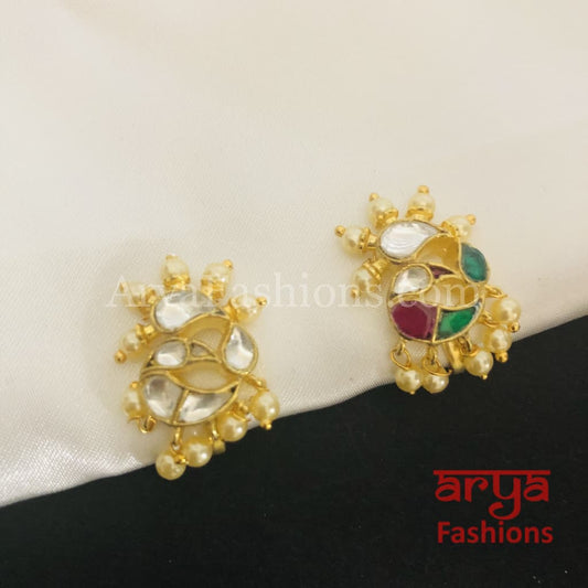Peacock Nose Clip/ Kundan CZ non piercing nose ring/ Bridal Nosepin