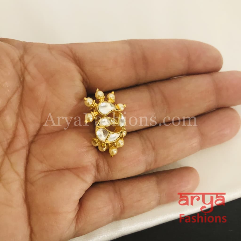 Peacock Nose Clip/ Kundan CZ non piercing nose ring/ Bridal Nosepin