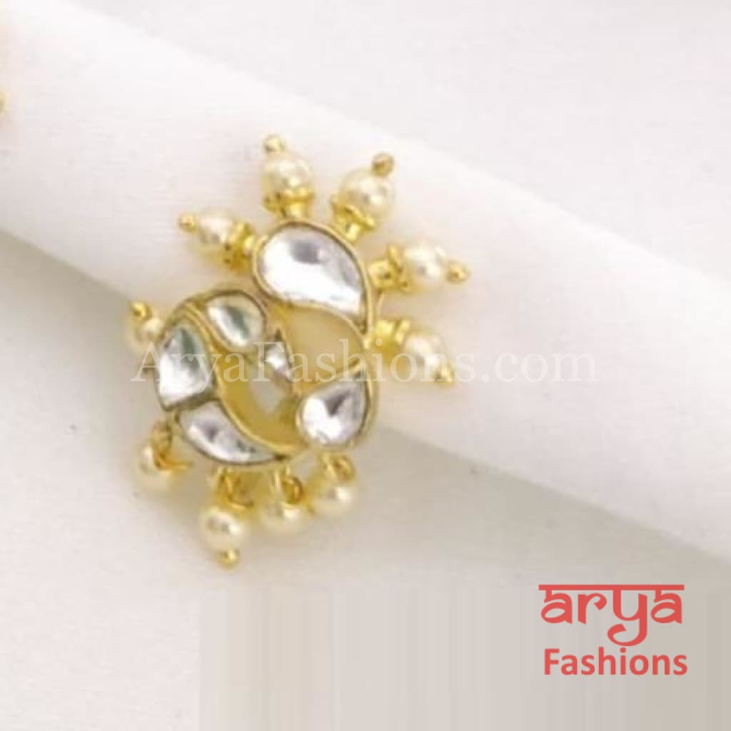 Peacock Nose Clip/ Kundan CZ non piercing nose ring/ Bridal Nosepin