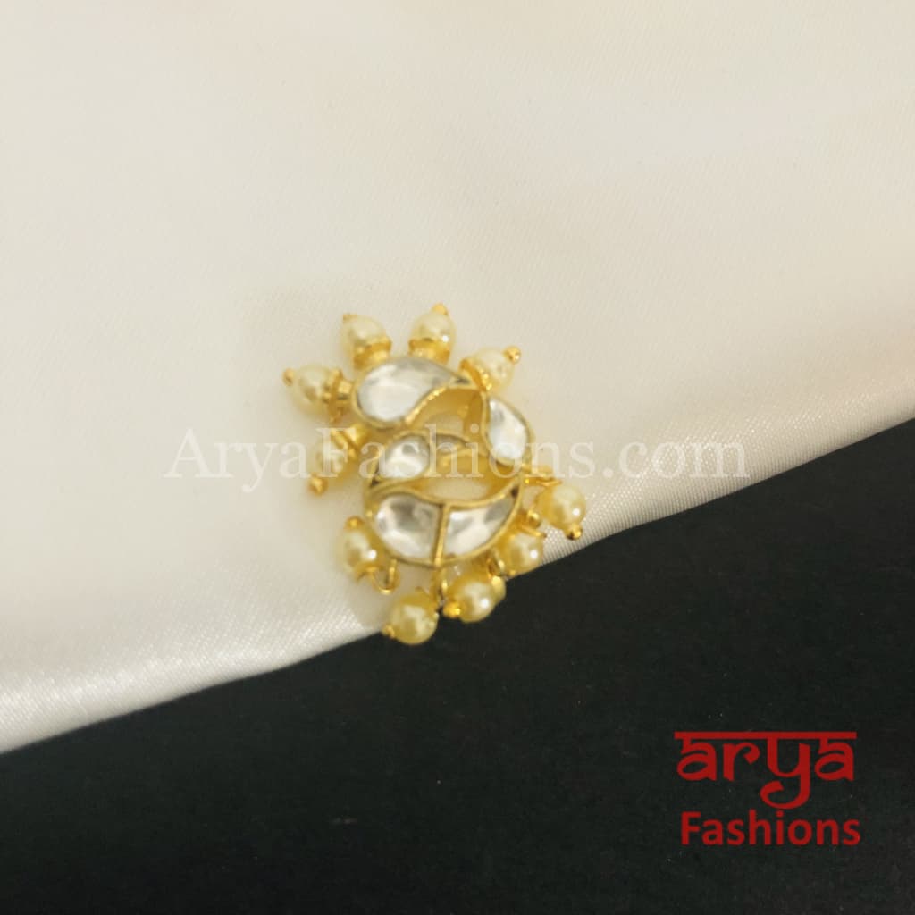 Peacock Nose Clip/ Kundan CZ non piercing nose ring/ Bridal Nosepin
