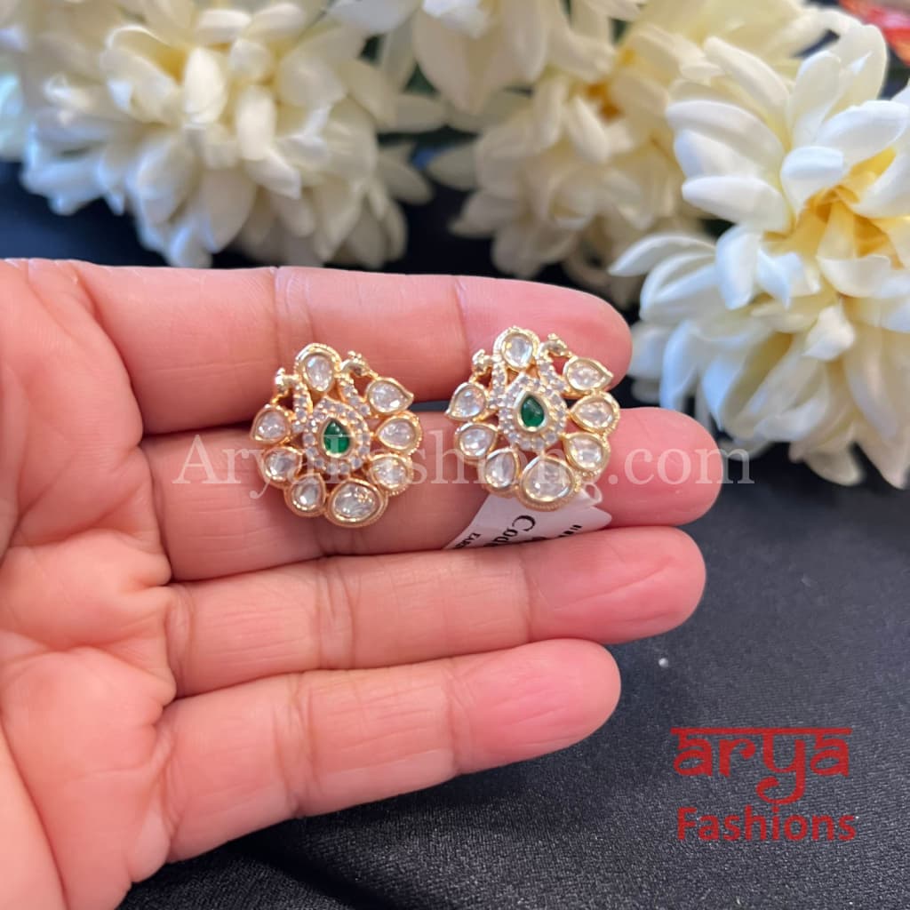 Pink Kundan CZ Studs / Everyday Earrings