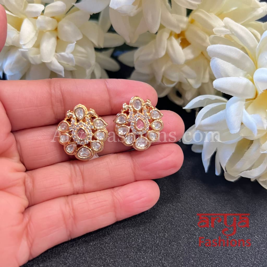 Pink Kundan CZ Studs / Everyday Earrings