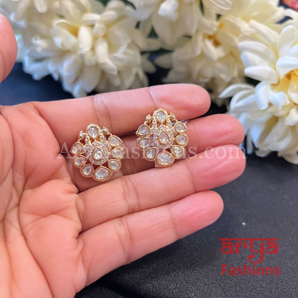 Pink Kundan CZ Studs / Everyday Earrings