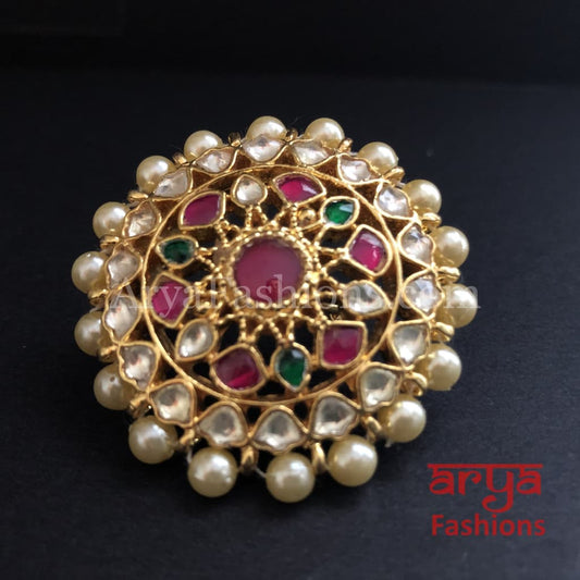 Rajwadi Kundan Jadau Bridal Ring/ Bollywood Statement Ring