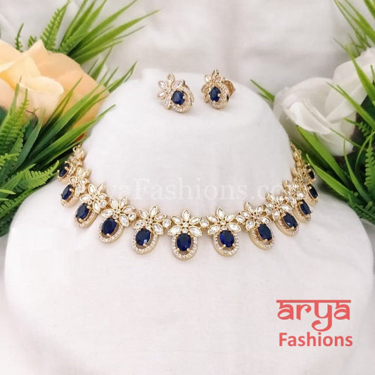 Rani Designer Kundan Necklace with CZ Stones