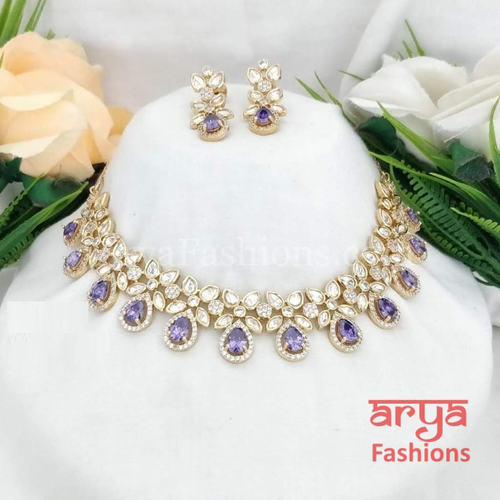 Rubina Kundan Necklace with CZ Stones