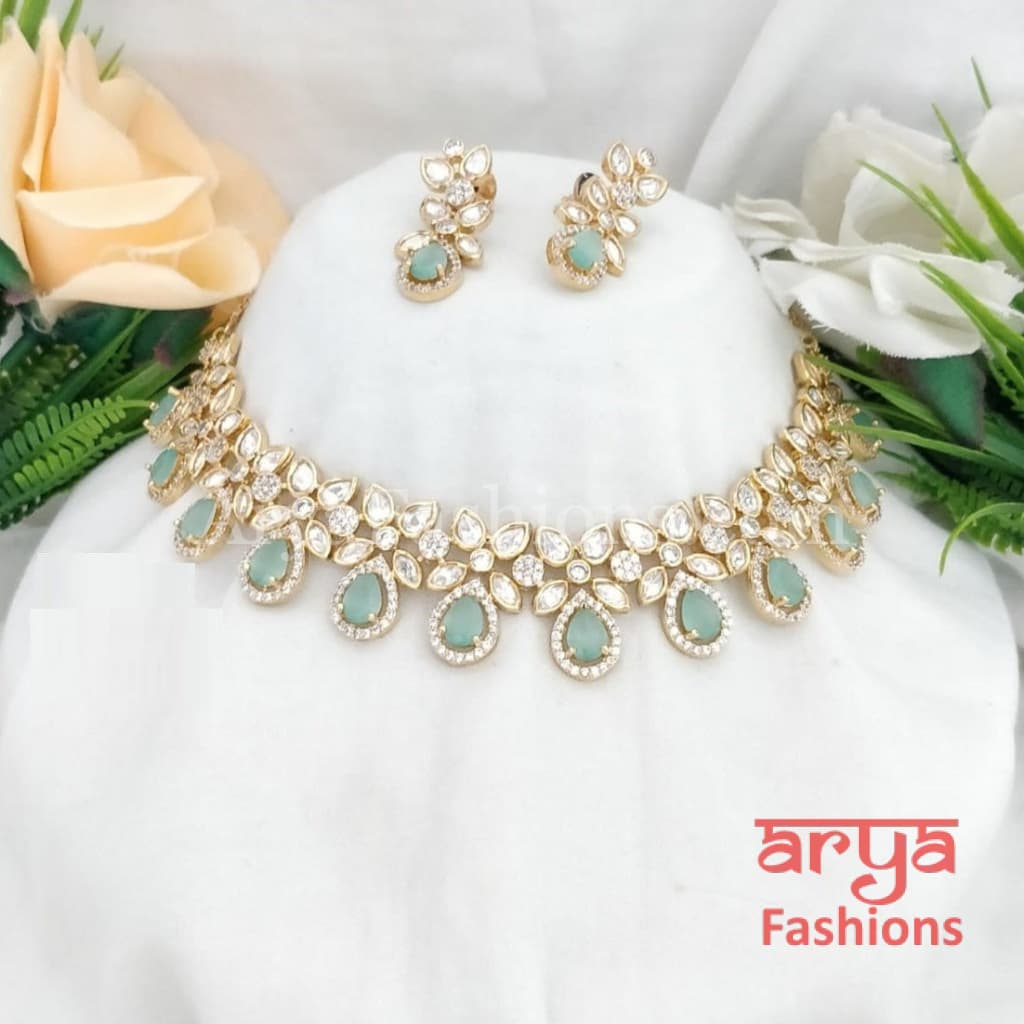 Rubina Kundan Necklace with CZ Stones