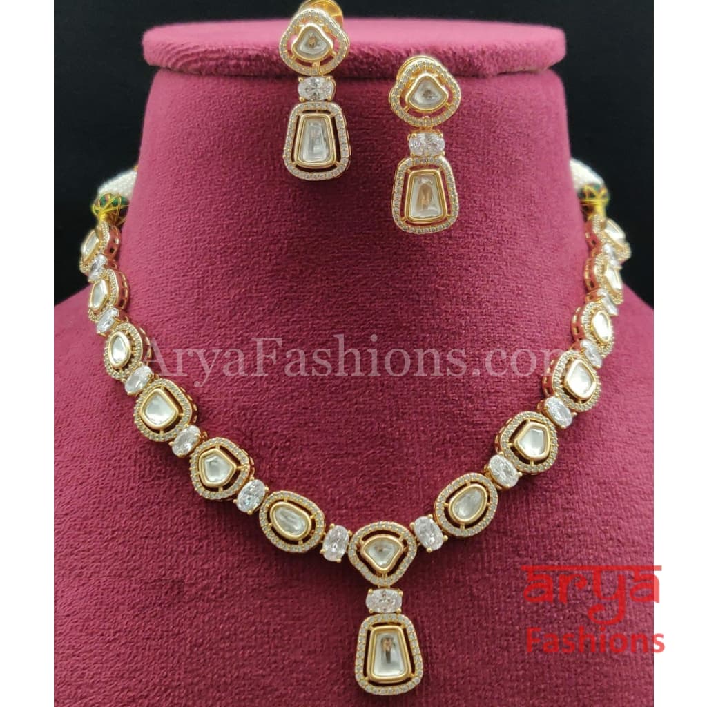 Shaniya Kundan Necklace with Moissanite CZ Stones