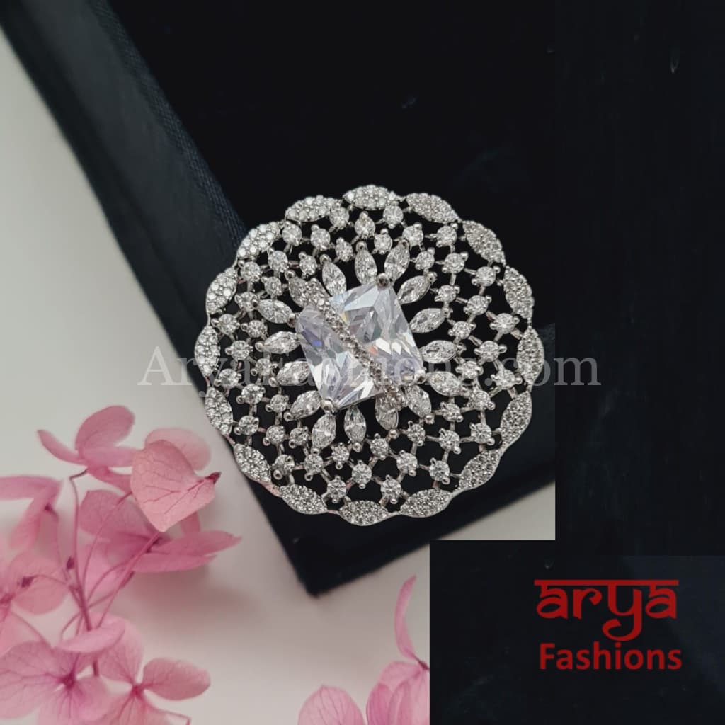 Spiral Band Designer Cubic Zirconia Moissanite Statement Ring