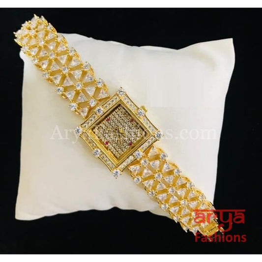 Square Dial CZ Bracelet Watch/ Stone Designer Female Wrist Hip Hop Watch