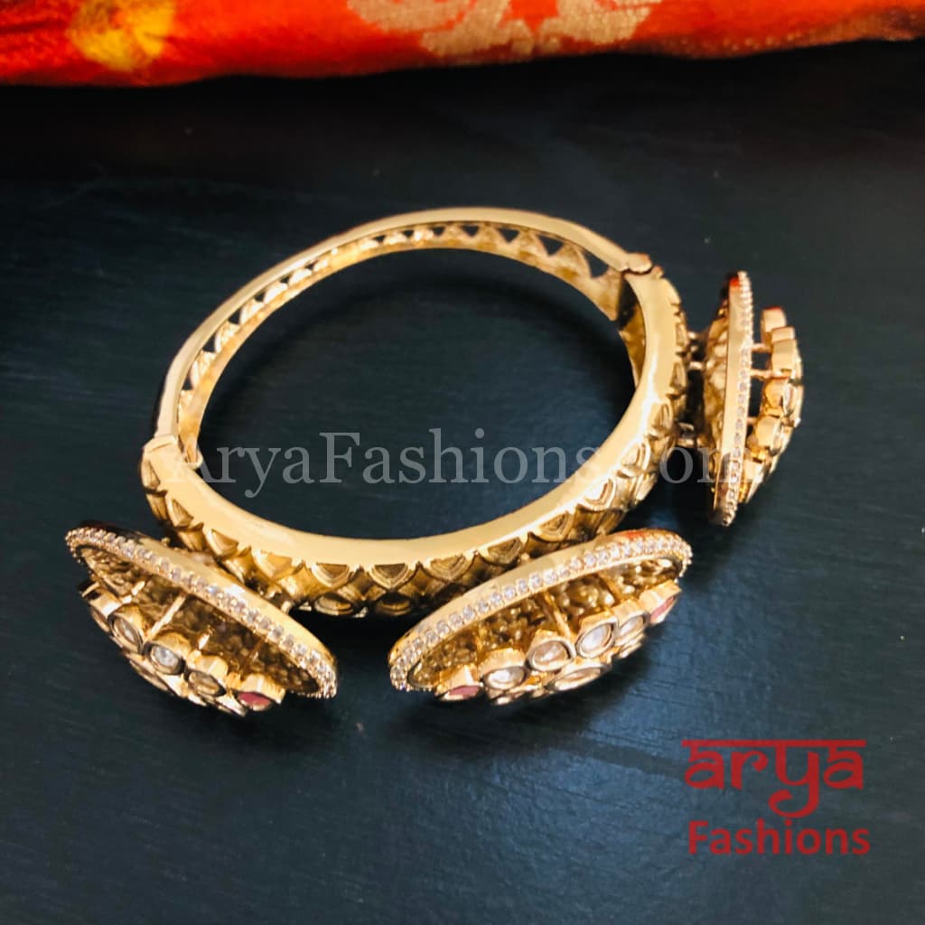 Veer Zara Jadau Kundan Bracelet/ Jaipuri CZ Rajwadi Openable Designer Bracelet