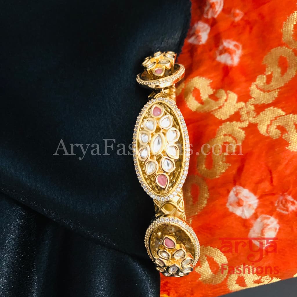 Veer Zara Jadau Kundan Bracelet/ Jaipuri CZ Rajwadi Openable Designer Bracelet