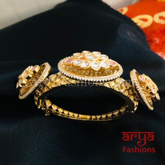 Veer Zara Jadau Kundan Bracelet/ Jaipuri CZ Rajwadi Openable Designer Bracelet