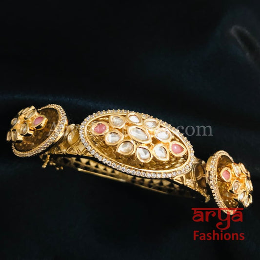 Veer Zara Jadau Kundan Bracelet/ Jaipuri CZ Rajwadi Openable Designer Bracelet