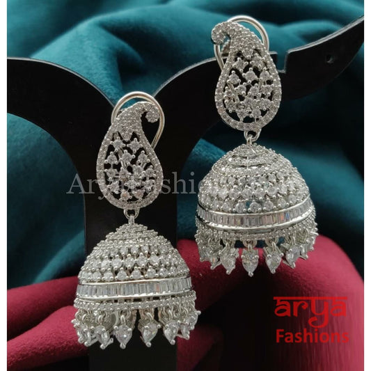 Zuhi Silver CZ Jhumka