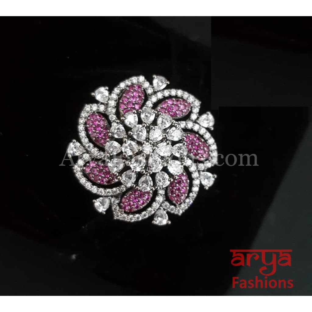 Aashiya Cubic Zirconia Rose Gold Victorian Ring