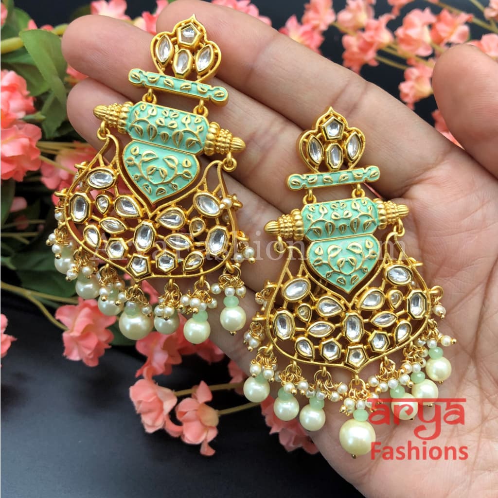 Anaira Amrapali Inspired Mint Green Kundan Chandbali
