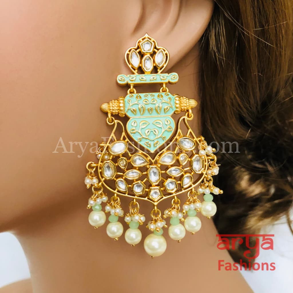 Anaira Amrapali Inspired Mint Green Kundan Chandbali
