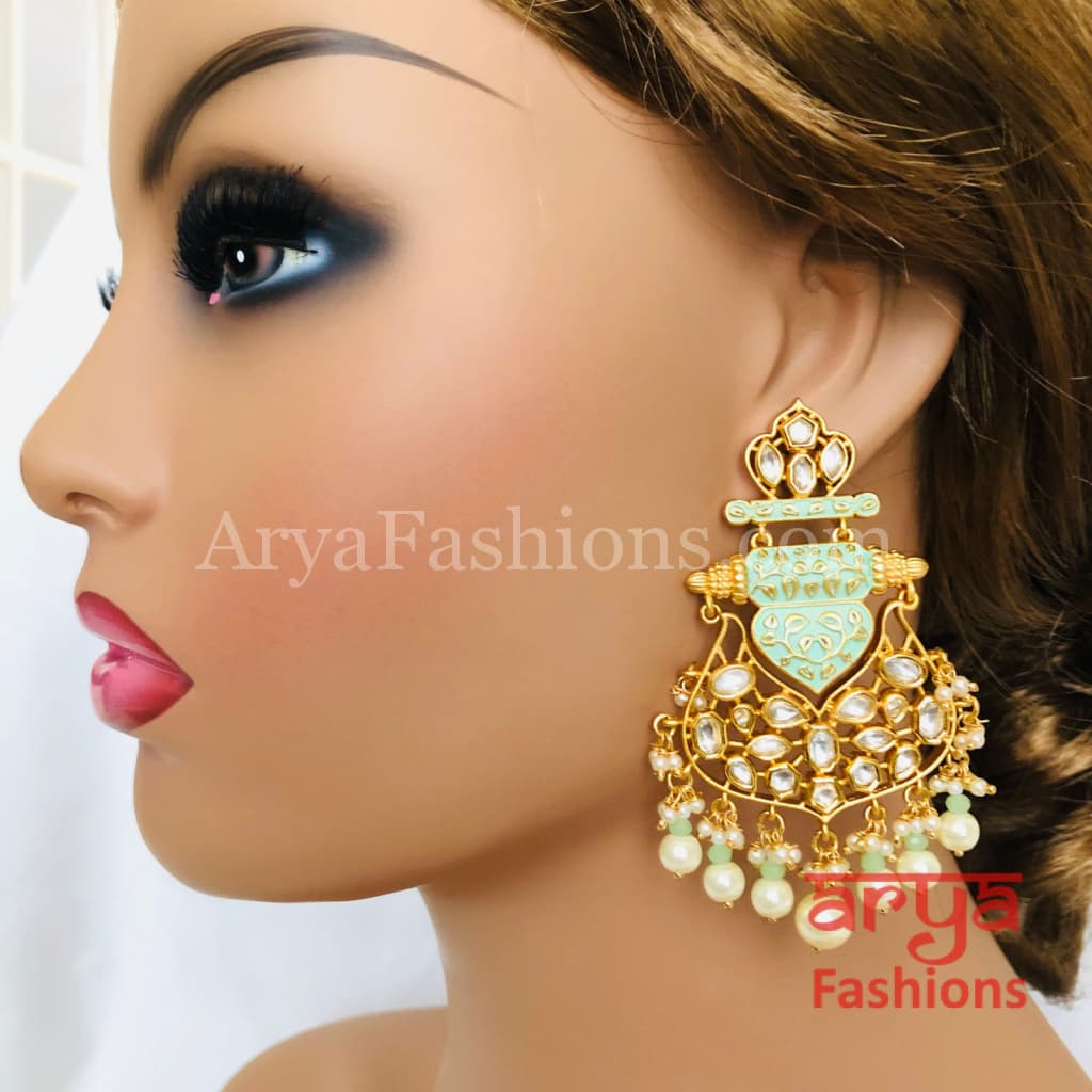 Anaira Amrapali Inspired Mint Green Kundan Chandbali