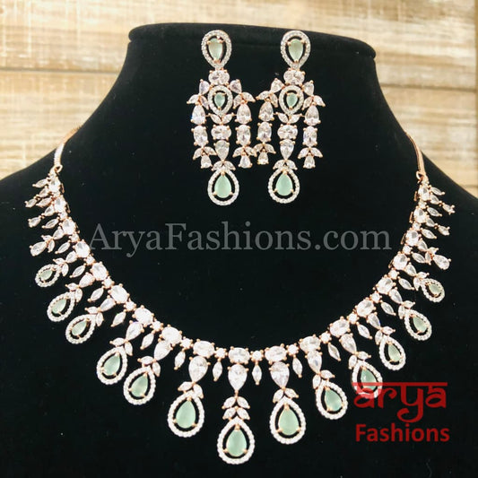 Anaira Cubic Zirconia Bridal Necklace with Statement Earrings