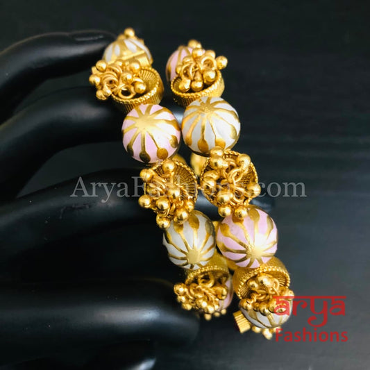 Anisha Pink Blue Meenakari Openable Rajwadi Bangles