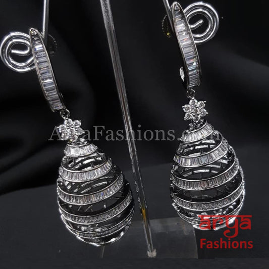 Ariana Victorian CZ Swirl Theme Earrings/ Cubic Zirconia Danglers