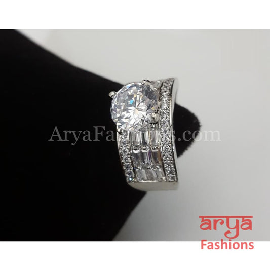 Beautiful Solitaire Cubic Zirconia Band Ring