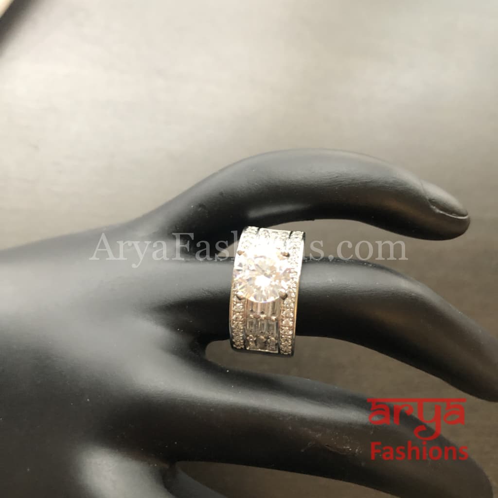 Beautiful Solitaire Cubic Zirconia Band Ring