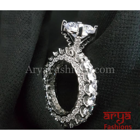 Beautiful Solitaire Cubic Zirconia Band Ring