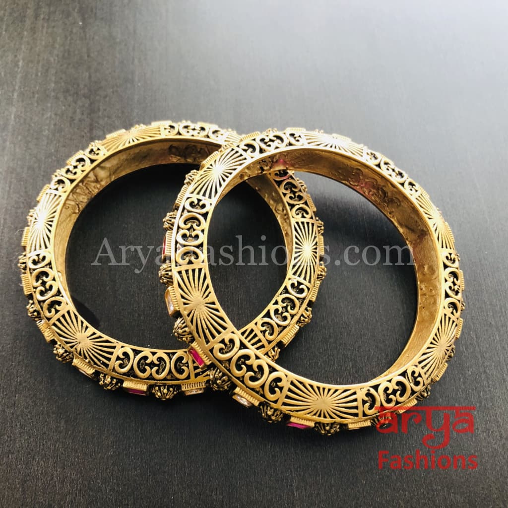 Black Meenakari Kundan Bangles / Rajwadi Kada