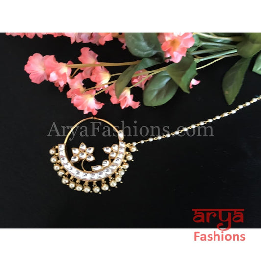 Bridal Flower Kundan Nose Ring