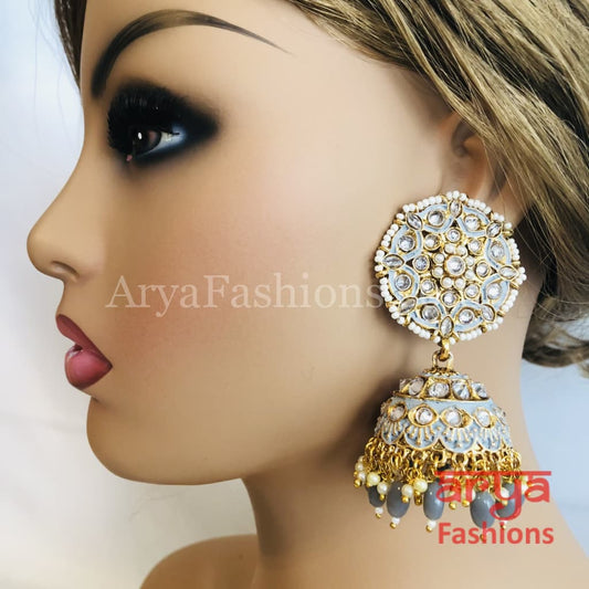 Bridal Golden Meenakari Long Jhumka Earrings with Colorful beads