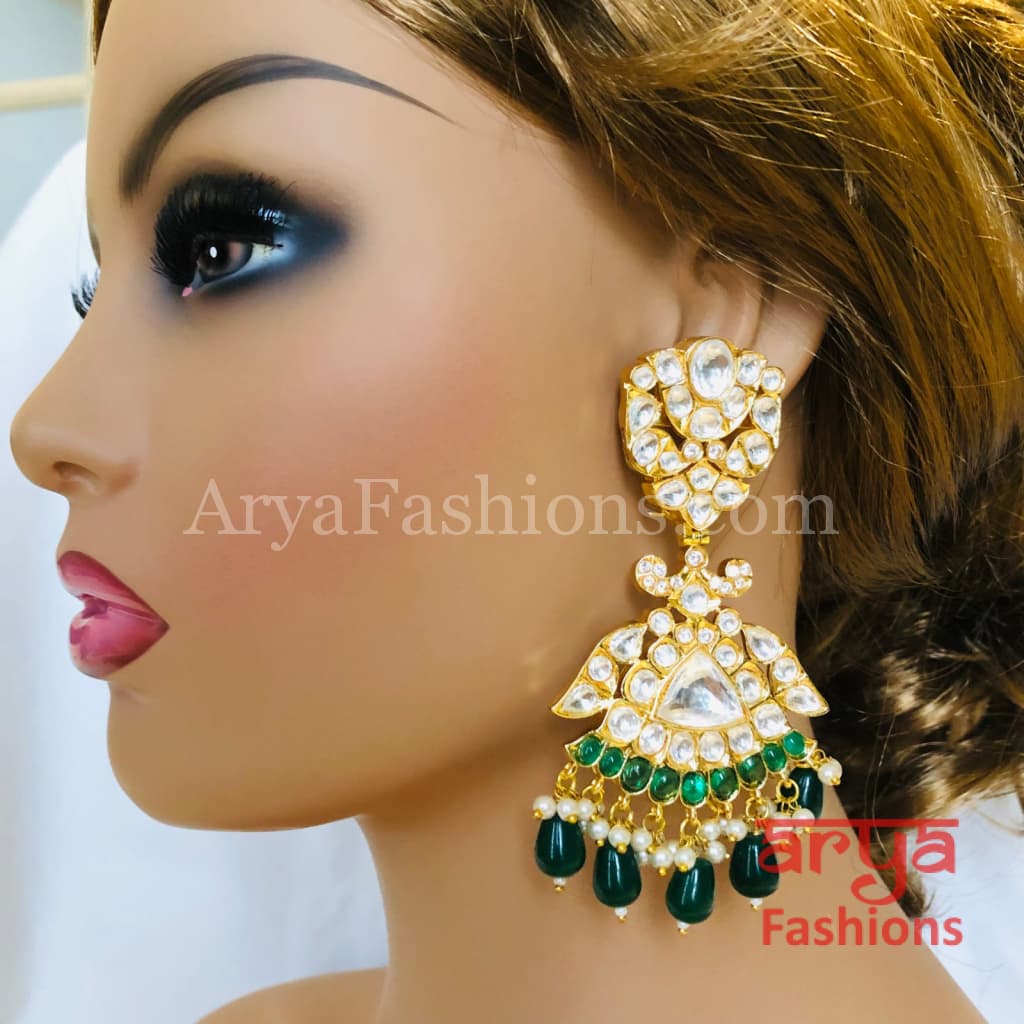 Bridal Jadau Kundan Ruby Emerald Chandbali