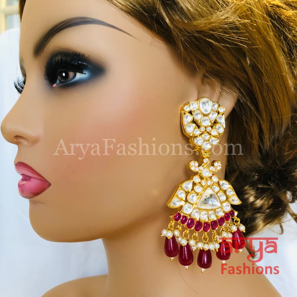 Bridal Jadau Kundan Ruby Emerald Chandbali